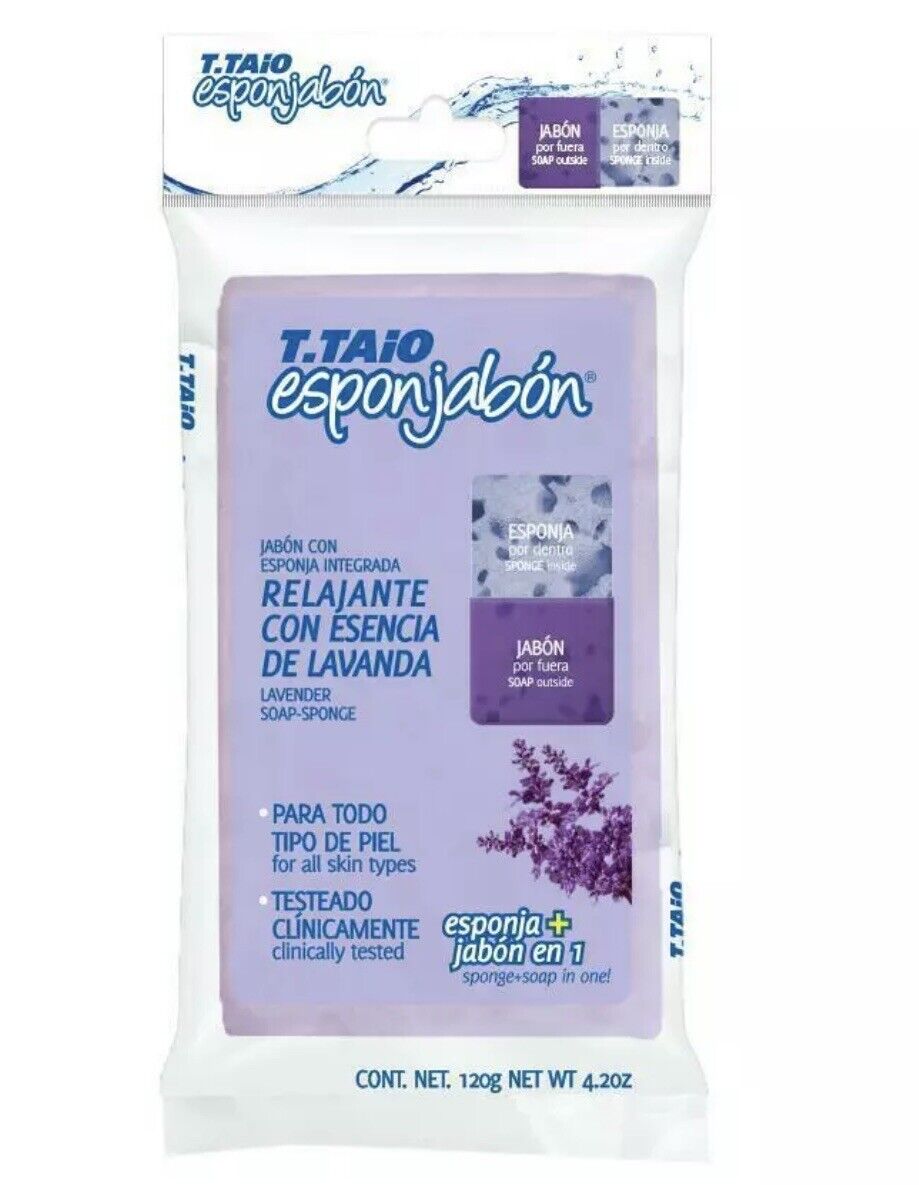 1 X T.Taio Esponjabon Lavanda Lavender Relajante Soap Sponge Bar Dark Spot 4oz