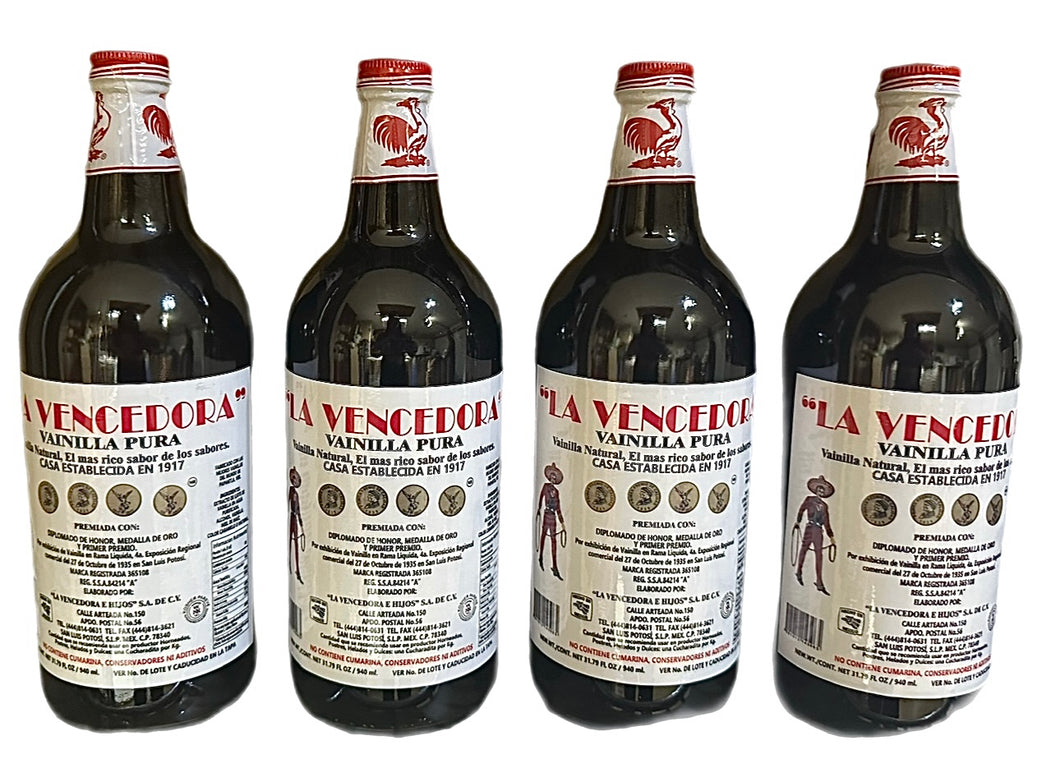 4 X La Vencedora Pure Mexican Vanilla Extract Glass Bottle 31oz Each From Mexico