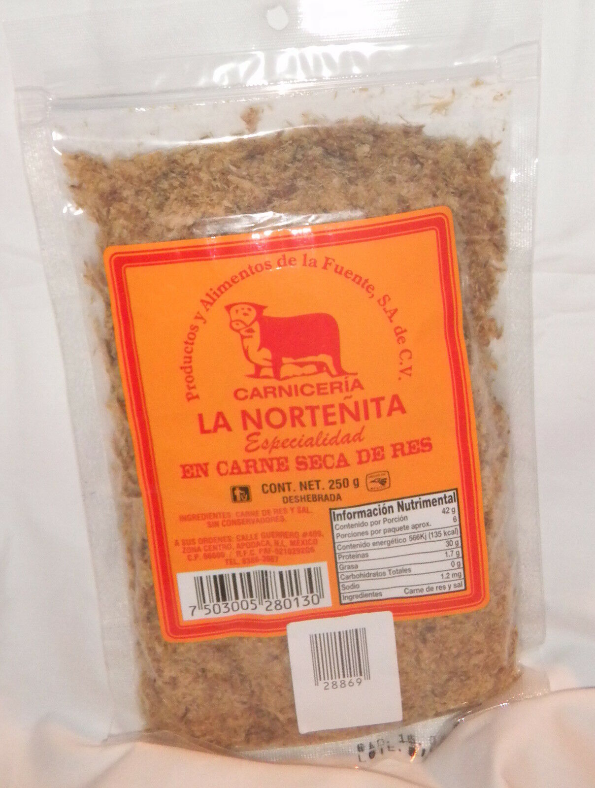 La Nortenita Machacado Carne Seca De Res Beef Shredded Jerkey 250g From  Mexico Apodaca NL