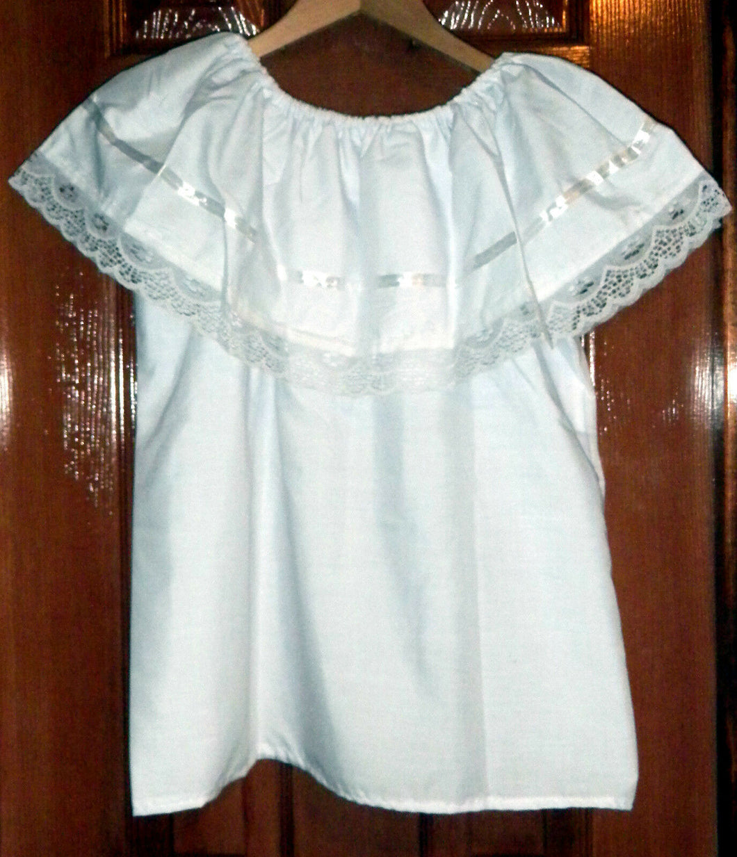 Colombian Cumbia Off The Shoulder Blouse (,XS) White at  Women's  Clothing store